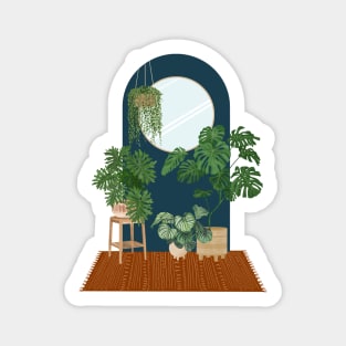 Mid Century Modern Interior With Plants 1 Sticker